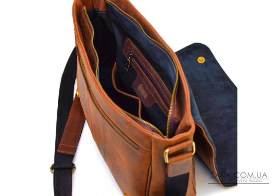 Чоловіча шкіряна сумка через плече з клапаном TARWA RY-1047-3md теракот