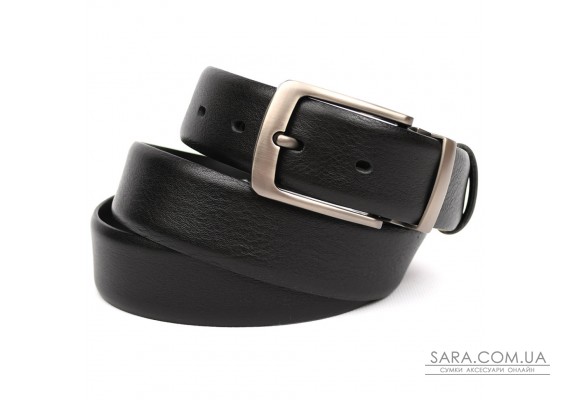 Ремінь зі шкіри оленя 35мм чорний класична пряжка Sergio Torri ST2027D