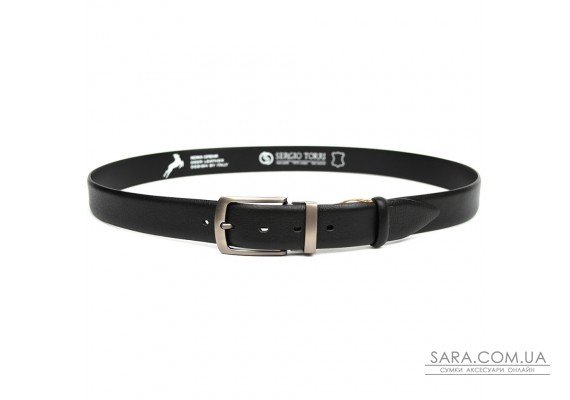 Ремінь зі шкіри оленя 35мм чорний класична пряжка Sergio Torri ST2027D
