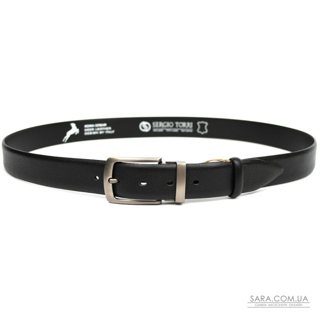 Ремінь зі шкіри оленя 35мм чорний класична пряжка Sergio Torri ST2027D Ремінь зі шкіри оленя 35мм чорний класична пряжка Sergio Torri ST2027D