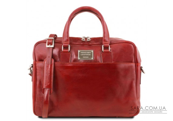 Шкіряний портфель для ноутбука з передньою кишенею Tuscany Leather Urbino TL141241
