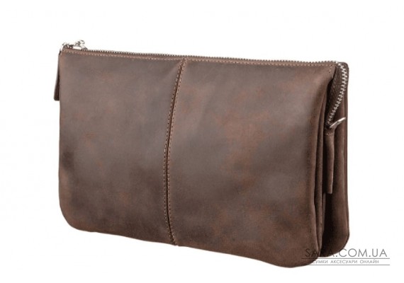 Барсетка чоловіча клатч, матова шкіра, шоколад Grande Pelle 705120