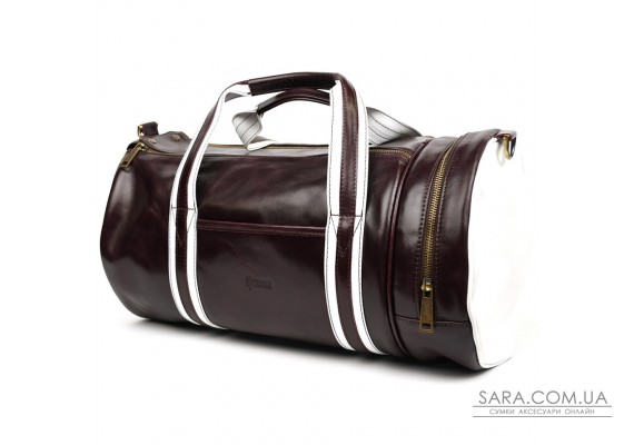 Спортивная статусная кожаная сумка люкс класса TARWA GBur-5565-4lx бургунди