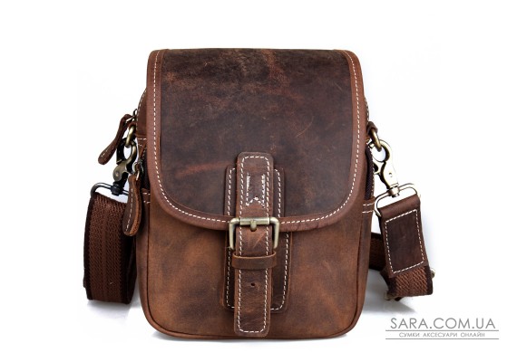 Вінтажна шкіряна сумка (чохол) на плечі, на пояс в ретро стилі Tiding tid30063br