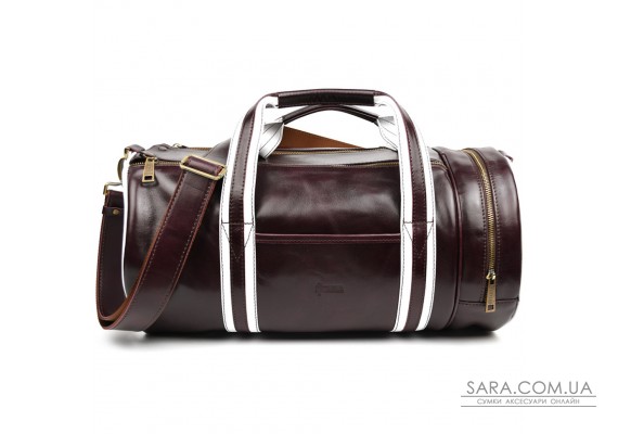 Спортивная статусная кожаная сумка люкс класса TARWA GBur-5565-4lx бургунди