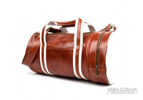 Спортивная статусная кожаная сумка люкс класса TARWA GBal-5565-4lx коньячная