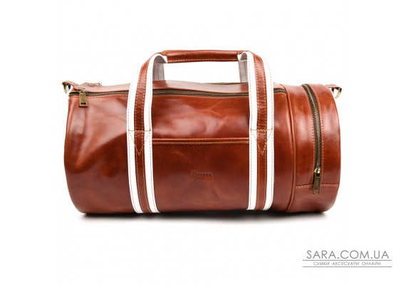 Спортивная статусная кожаная сумка люкс класса TARWA GBal-5565-4lx коньячная
