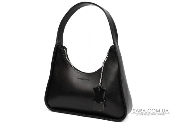 Сумка багет, сумка хобо, жіноча шкіряна Grande Pelle 763610 чорна