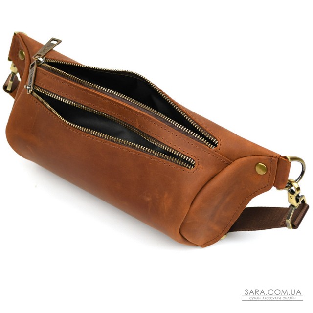 Сумка бананка в розмірі L TARWA RB-3106-3lx коньячна 3 відділення Сумка бананка в розмірі L TARWA RB-3106-3lx коньячна 3 відділення