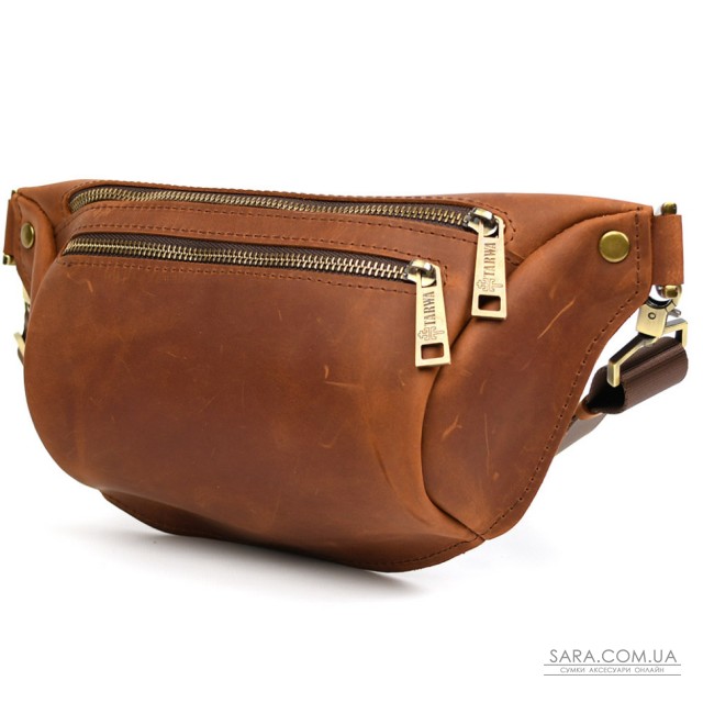 Напоясна сумка бананка в розмірі TARWA RB-3105-3lx коньячна 3 відділення Напоясна сумка бананка в розмірі TARWA RB-3105-3lx коньячна 3 відділення