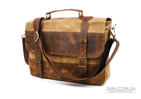 Чоловічий портфель з канвасу та шкіри наппа TARWA RYw-3920-3md