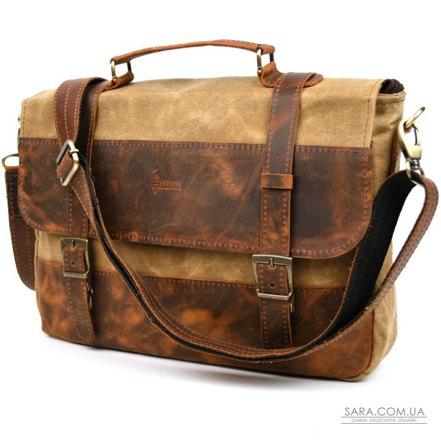 Чоловічий портфель з канвасу та шкіри наппа TARWA RYw-3920-3md Чоловічий портфель з канвасу та шкіри наппа TARWA RYw-3920-3md