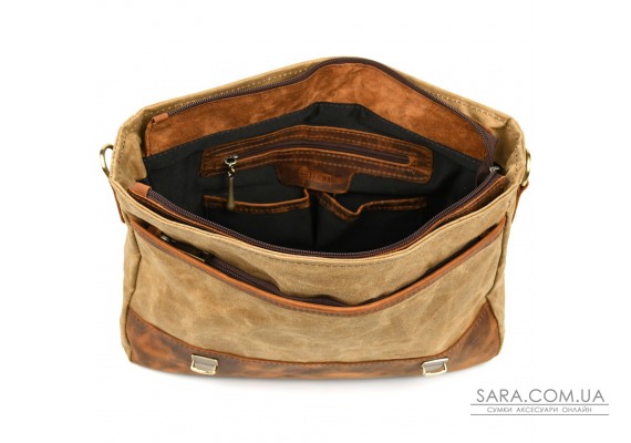 Чоловічий портфель з канвасу та шкіри наппа TARWA RYw-3920-3md