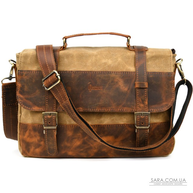 Чоловічий портфель з канвасу та шкіри наппа TARWA RYw-3920-3md Чоловічий портфель з канвасу та шкіри наппа TARWA RYw-3920-3md