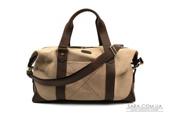 Дорожная спортивная сумка TARWA RCs-0320-4lx из песочного канвас и кожи крейзи хорс