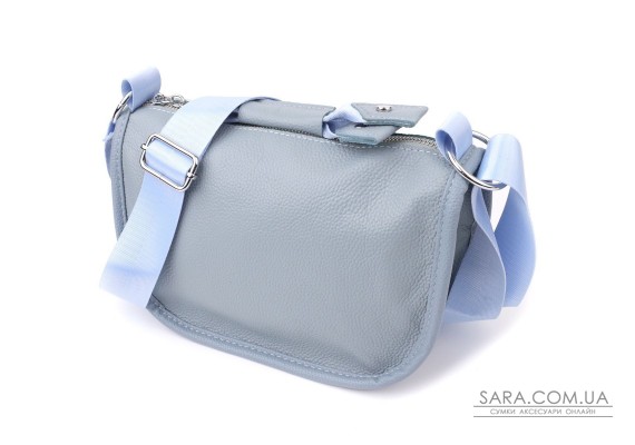 Полукруглая сумка для женщин из натуральной кожи Vintage 22908 Серо-голубой