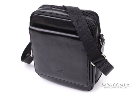 Відмінна чоловіча сумка з кишенями з гладкої натуральної шкіри Tony Perotti 20857_1 (9148-17 nero) Чорний