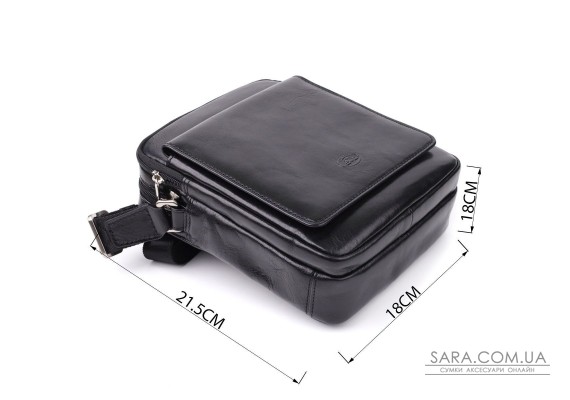 Відмінна чоловіча сумка з кишенями з гладкої натуральної шкіри Tony Perotti 20857_1 (9148-17 nero) Чорний