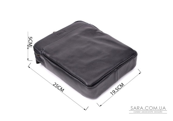 Стильна чоловіча сумка через плече з дрібнозернистої шкіри Shvigel 20869_1 Чорний