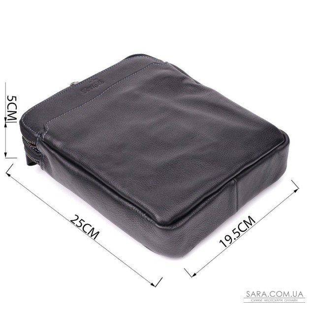 Стильна чоловіча сумка через плече з дрібнозернистої шкіри Shvigel 20869_1 Чорний Стильна чоловіча сумка через плече з дрібнозернистої шкіри Shvigel 20869_1 Чорний