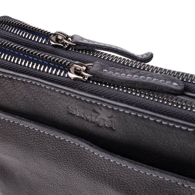 Стильна чоловіча сумка через плече з дрібнозернистої шкіри Shvigel 20869_1 Чорний Стильна чоловіча сумка через плече з дрібнозернистої шкіри Shvigel 20869_1 Чорний