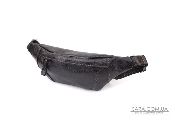 Приваблива сумка-бананка для чоловіків з натуральної шкіри зернистої Shvigel 23127 Чорний