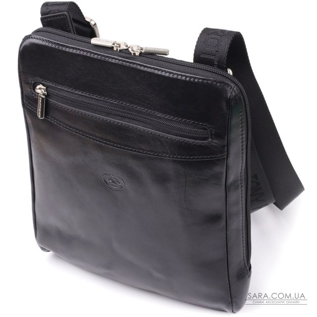 Чоловіча сумка через плече з гладкої натуральної шкіри Tony Perotti 20855_1 (9137-20 nero) Чорний Чоловіча сумка через плече з гладкої натуральної шкіри Tony Perotti 20855_1 (9137-20 nero) Чорний