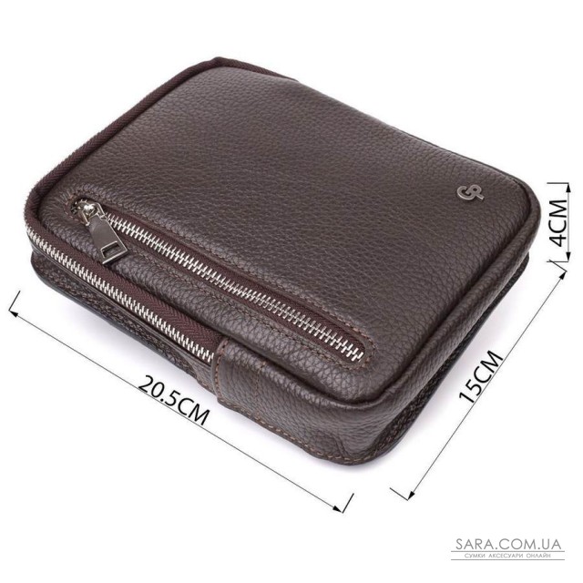 Прямокутна сумка бананка із зернистої натуральної шкіри GRANDE PELLE 22878 Коричнева Прямокутна сумка бананка із зернистої натуральної шкіри GRANDE PELLE 22878 Коричнева