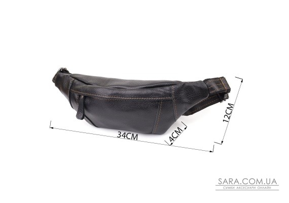 Приваблива сумка-бананка для чоловіків з натуральної шкіри зернистої Shvigel 23127 Чорний