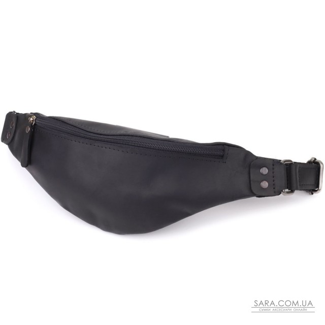 Чоловіча бананка з натуральної вінтажної шкіри Shvigel 23129 Чорний Чоловіча бананка з натуральної вінтажної шкіри Shvigel 23129 Чорний