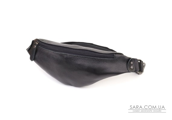 Зручна сумка бананка для чоловіків із зернистої натуральної шкіри Shvigel 23136 Чорний