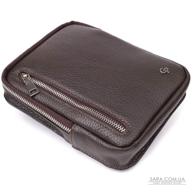 Прямокутна сумка бананка із зернистої натуральної шкіри GRANDE PELLE 22878 Коричнева Прямокутна сумка бананка із зернистої натуральної шкіри GRANDE PELLE 22878 Коричнева