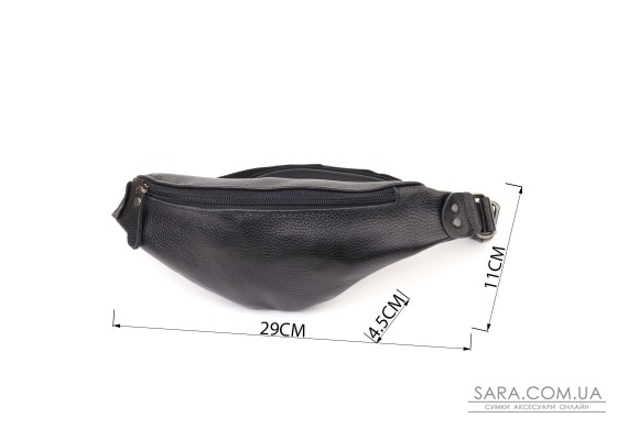 Зручна сумка бананка для чоловіків із зернистої натуральної шкіри Shvigel 23136 Чорний