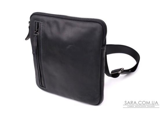 Зручна сумка для чоловіків на плече із натуральної вінтажної шкіри Shvigel 23147 Чорний