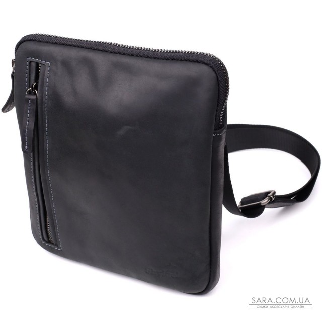 Зручна сумка для чоловіків на плече із натуральної вінтажної шкіри Shvigel 23147 Чорний Зручна сумка для чоловіків на плече із натуральної вінтажної шкіри Shvigel 23147 Чорний
