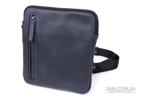 Сумка невеликого розміру для чоловіків на плече з натуральної шкіри Shvigel 23148 ​​Синій