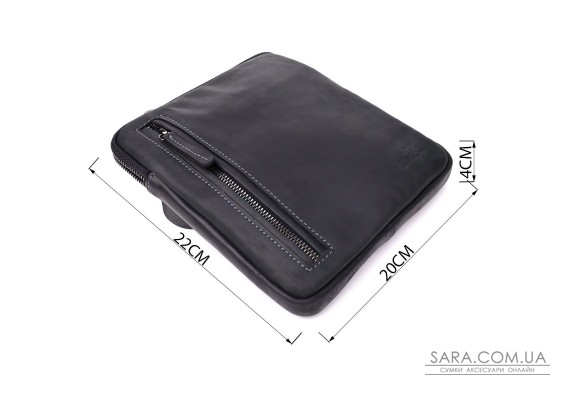 Зручна сумка для чоловіків на плече із натуральної вінтажної шкіри Shvigel 23147 Чорний