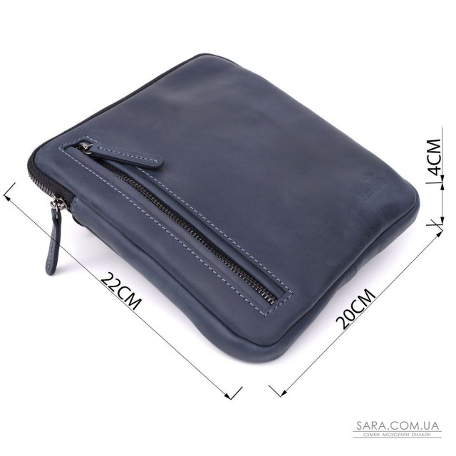 Сумка невеликого розміру для чоловіків на плече з натуральної шкіри Shvigel 23148 Синій Сумка невеликого розміру для чоловіків на плече з натуральної шкіри Shvigel 23148 Синій