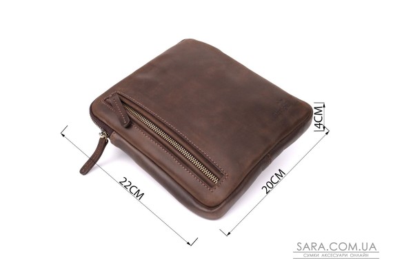 Практична сумка для чоловіків на плече з натуральної вінтажної шкіри Shvigel 23149 Коричневий
