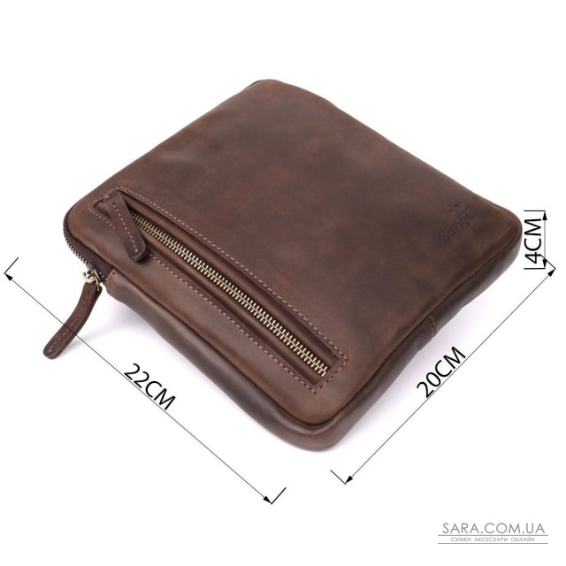 Практична сумка для чоловіків на плече з натуральної вінтажної шкіри Shvigel 23149 Коричневий Практична сумка для чоловіків на плече з натуральної вінтажної шкіри Shvigel 23149 Коричневий