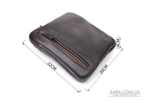 Елегантна чоловіча сумка з гладкої натуральної шкіри Shvigel 23150 Коричневий