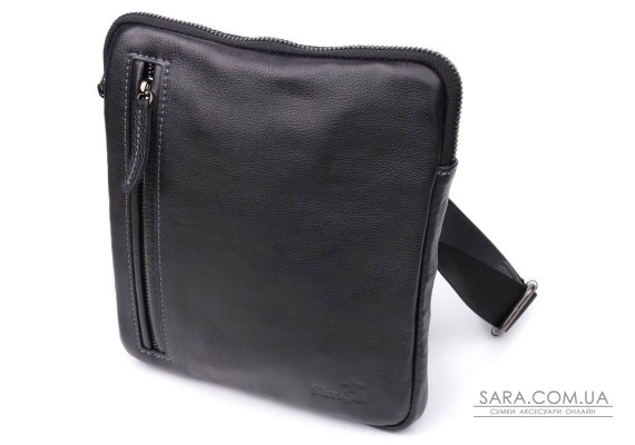 Сумка на плече для чоловіків із міцної зернистої шкіри Shvigel 23152 Чорний