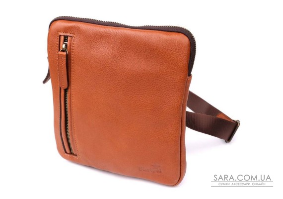 Чоловіча шкіряна сумка через плече із міцної зернистої шкіри Shvigel 23151 Рудий
