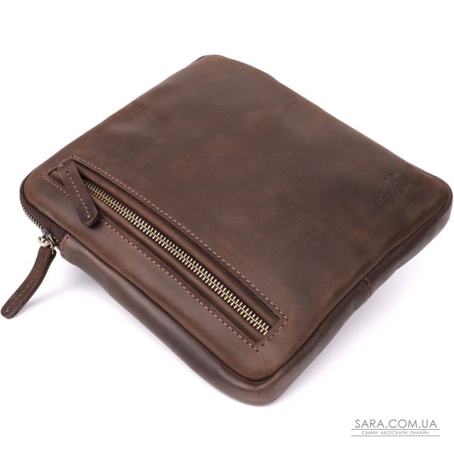 Практична сумка для чоловіків на плече з натуральної вінтажної шкіри Shvigel 23149 Коричневий Практична сумка для чоловіків на плече з натуральної вінтажної шкіри Shvigel 23149 Коричневий