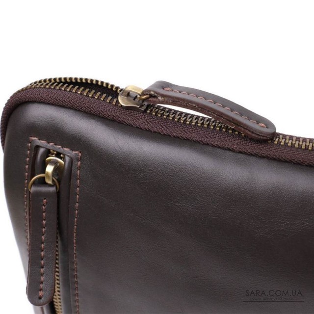 Елегантна чоловіча сумка з гладкої натуральної шкіри Shvigel 23150 Коричневий Елегантна чоловіча сумка з гладкої натуральної шкіри Shvigel 23150 Коричневий