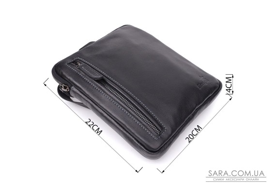 Сумка на плече для чоловіків із міцної зернистої шкіри Shvigel 23152 Чорний