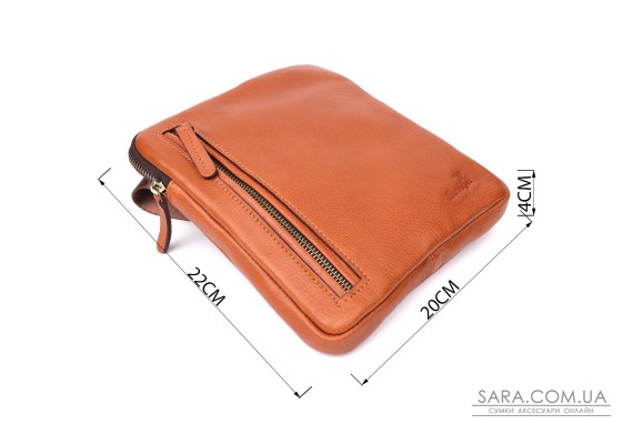 Чоловіча шкіряна сумка через плече із міцної зернистої шкіри Shvigel 23151 Рудий