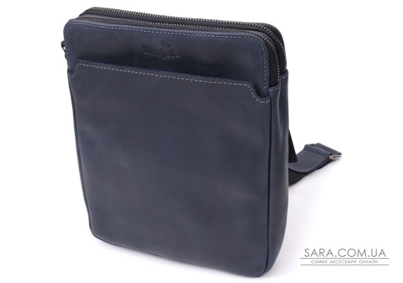 Практична чоловіча сумка через плече із вінтажної натуральної шкіри Shvigel 20867_1 Синій