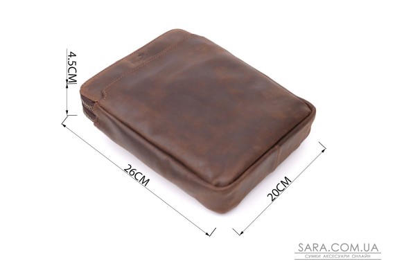 Чоловіча сумка через плече з вінтажної шкіри Shvigel 20866_1 Коричневий