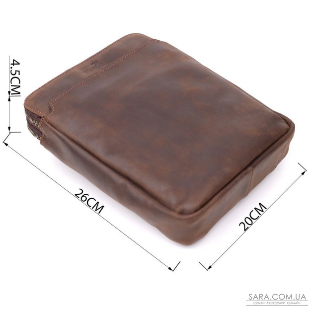 Чоловіча сумка через плече з вінтажної шкіри Shvigel 20866_1 Коричневий Чоловіча сумка через плече з вінтажної шкіри Shvigel 20866_1 Коричневий